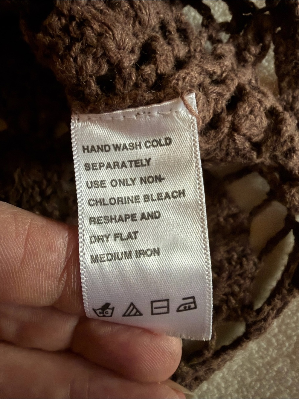 Denim 24/7 Chocolate Brown Crochet Open Knit Flowy Tunic Women’s Top Size Large - Picture 4 of 6